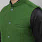 Even Apparels Men's Green Pure Wool Nehru Jacket | Swadesiicart