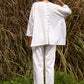 trueBrowns White Cotton Embroidered Relaxed Co-ord Set - Swadesiicart