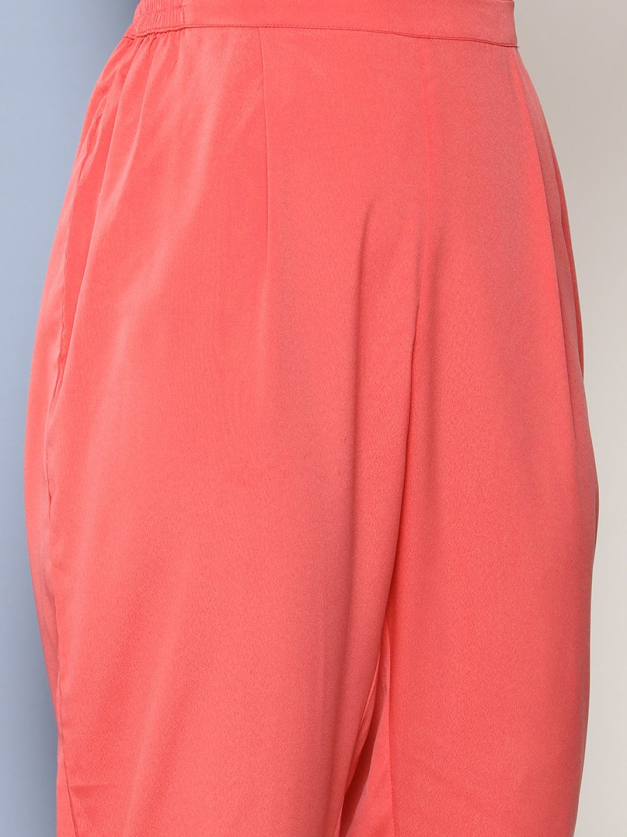 Ahalyaa Women Pink Floral Gotta Patti Kurta with Trousers | Swadesiicart
