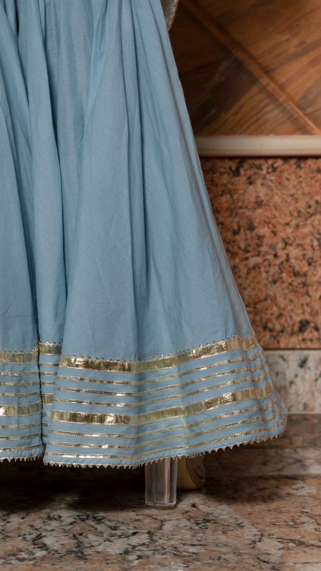 Pomcha Jaipur Powder Blue Pure Cotton Sharara Set | Swadesiicart