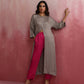 trueBrowns Grey High Slit Modal Kurta Set | Swadesiicart