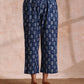 trueBrowns Indigo Dabu Zig-Zag Lines Print Cotton Sleeveless Kurta Pant Set | Swadesiicart