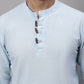 Even Apparels Blue Pure Cotton Kurta With Band Collar | Swadesiicart