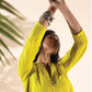 trueBrowns Lime Cotton Dobby Flared Co-ord Set - Swadesiicart