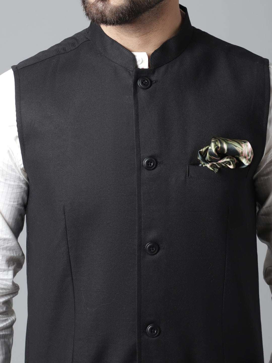 Even Apparels Men's Black Nehru Jacket With Welt Pockets | Swadesiicart