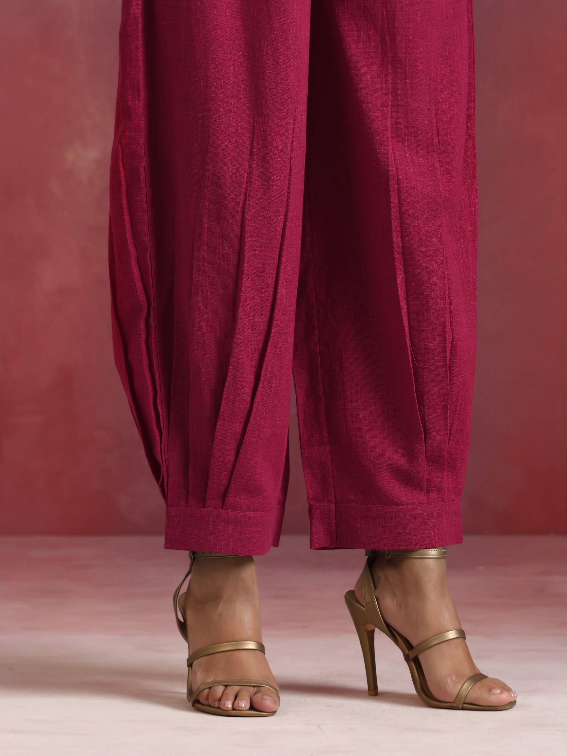 trueBrowns Magenta Cotton Kurta Co-ord set - Swadesiicart