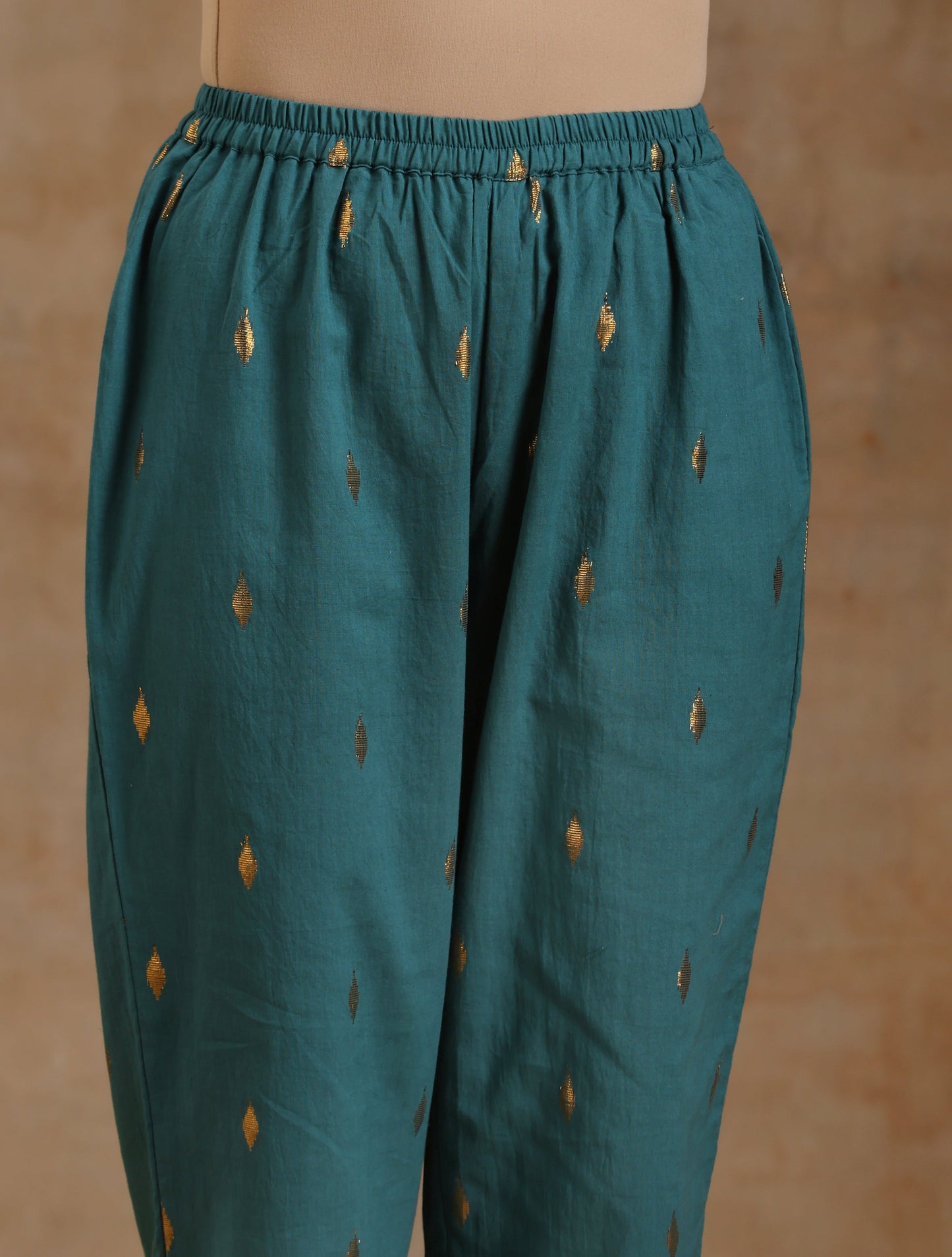 trueBrowns Deep Sea Gold Cotton Flared Co-Ord Set - Swadesiicart