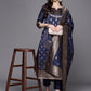 Ahalyaa Unstitched Navy Blue Dress Material | Swadesiicart