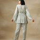 trueBrowns Light Green Bandhani Printed Silk V-Neck Co-Ord Set - Swadesiicart