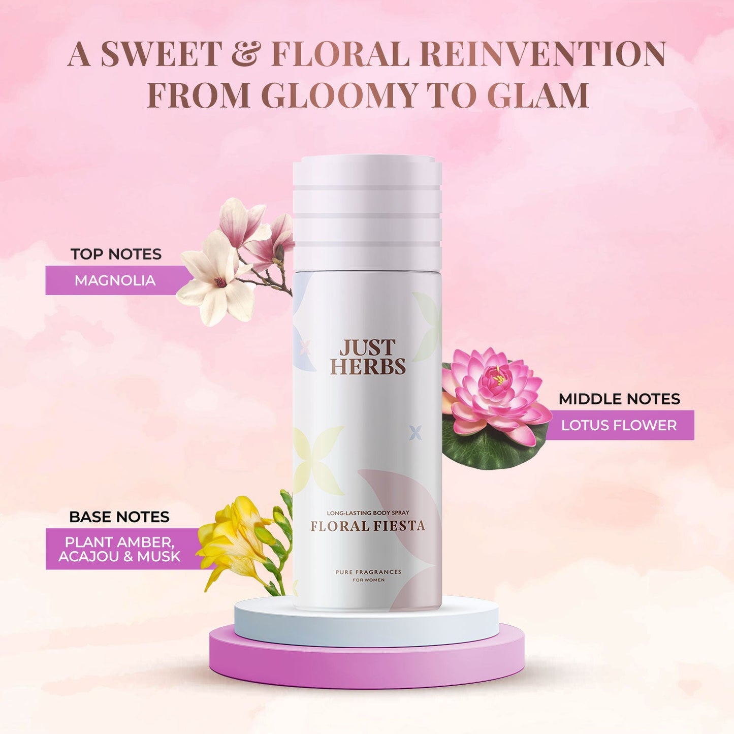 Long Lasting Floral Fiesta Deodorant Body Spray For Women