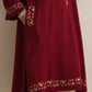 trueBrowns Maroon Kashmiri Floral Embroidered Woollen Phiran Kurta | Swadesiicart
