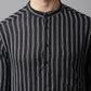 Even Apparels Black Pure Cotton Kurta With Band Collar | Swadesiicart