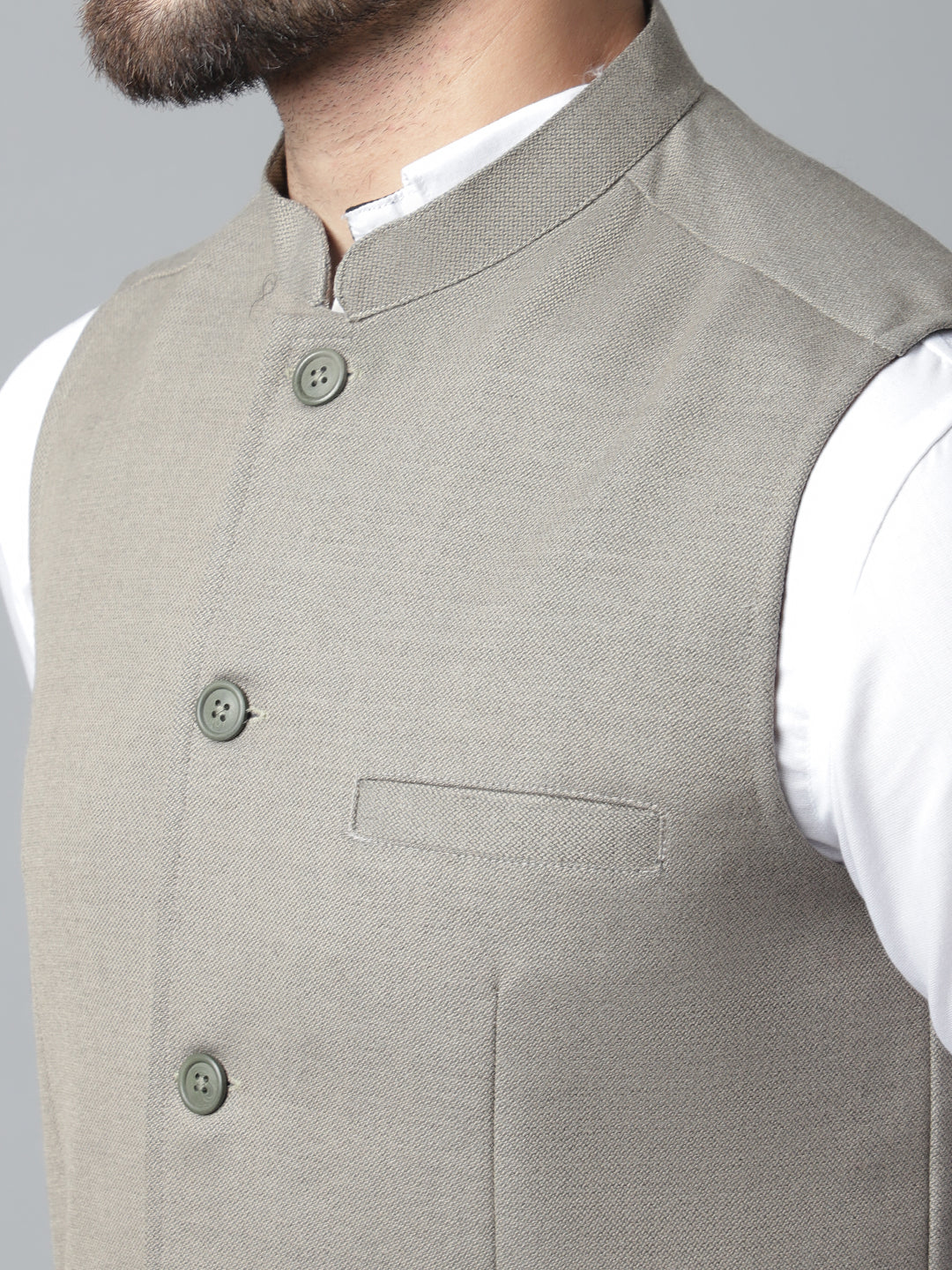 Even Apparels Men's Cream Nehru Jacket With Welt Pockets | Swadesiicart