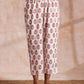 trueBrowns Pink Brown Buta On White Block Print Cotton Baggy Sleeve Co-Ord Set - Swadesiicart