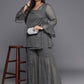 Ahalyaa Plus Size Ethnic Printed Chiffon Wrap Tunic with Sharara | Swadesiicart