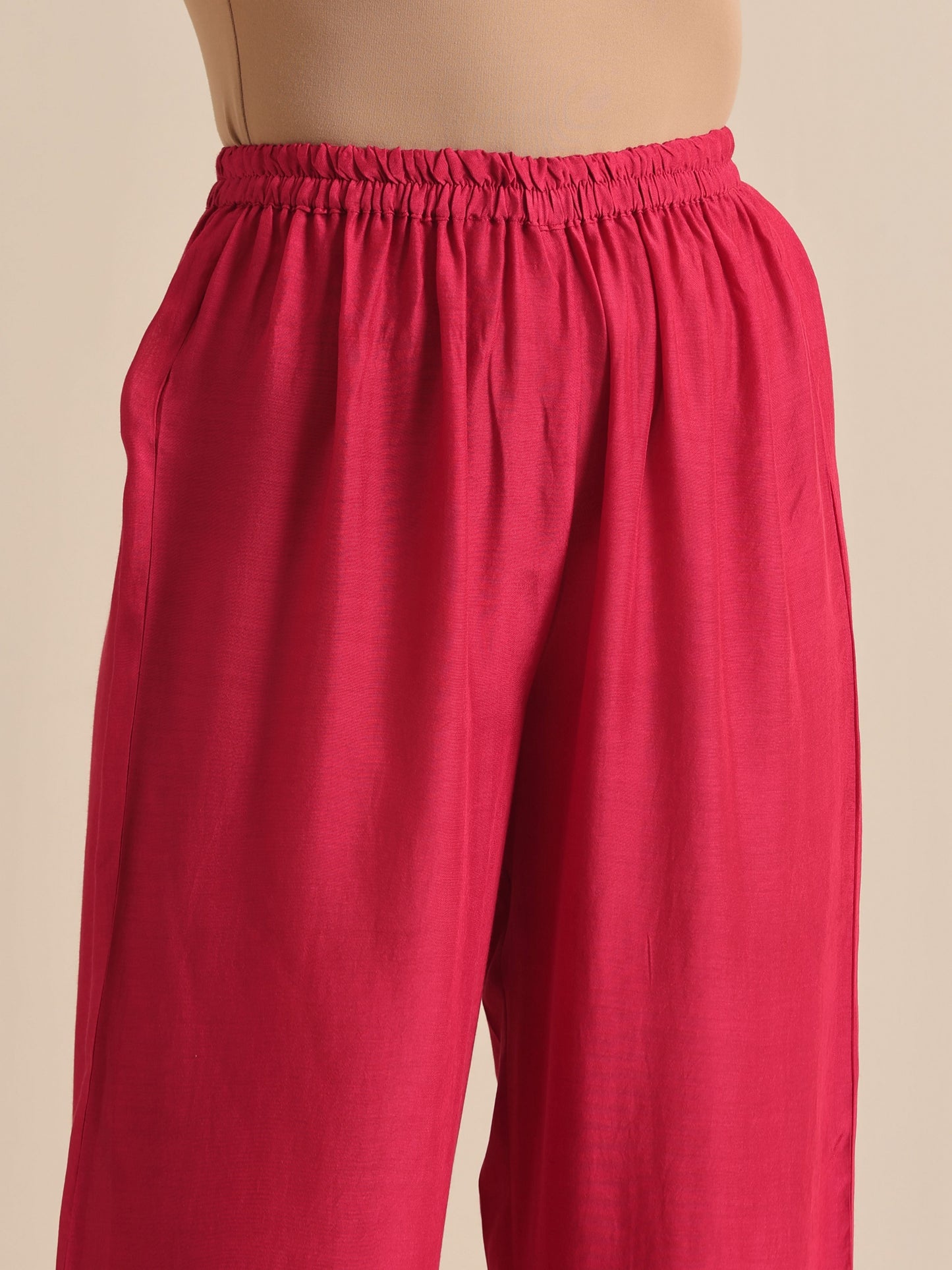 trueBrowns Pink Lehariya Printed Silk Kaftan Pant Set | Swadesiicart