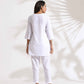 trueBrowns White Slub Co-ord Set - Swadesiicart