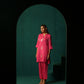 trueBrowns Pink Floral Viscose Silk Round Neck Co-ord Set - Swadesiicart