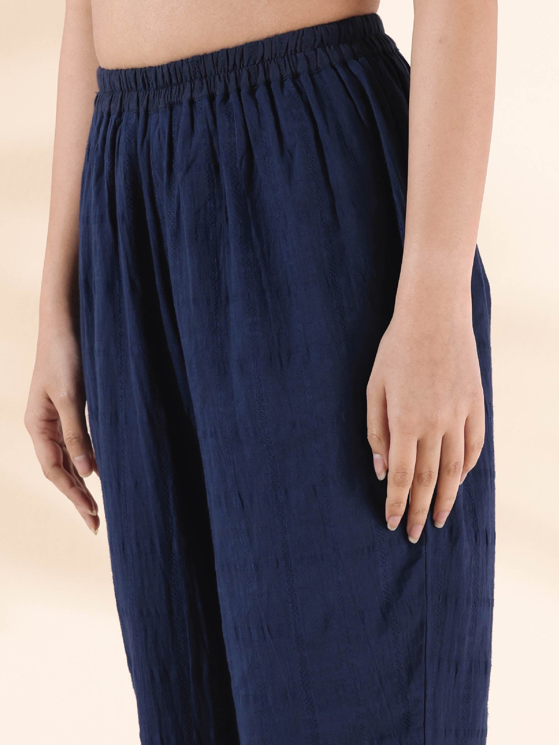 trueBrowns Blue Cotton Dobby Relaxed Co-ord Set - Swadesiicart
