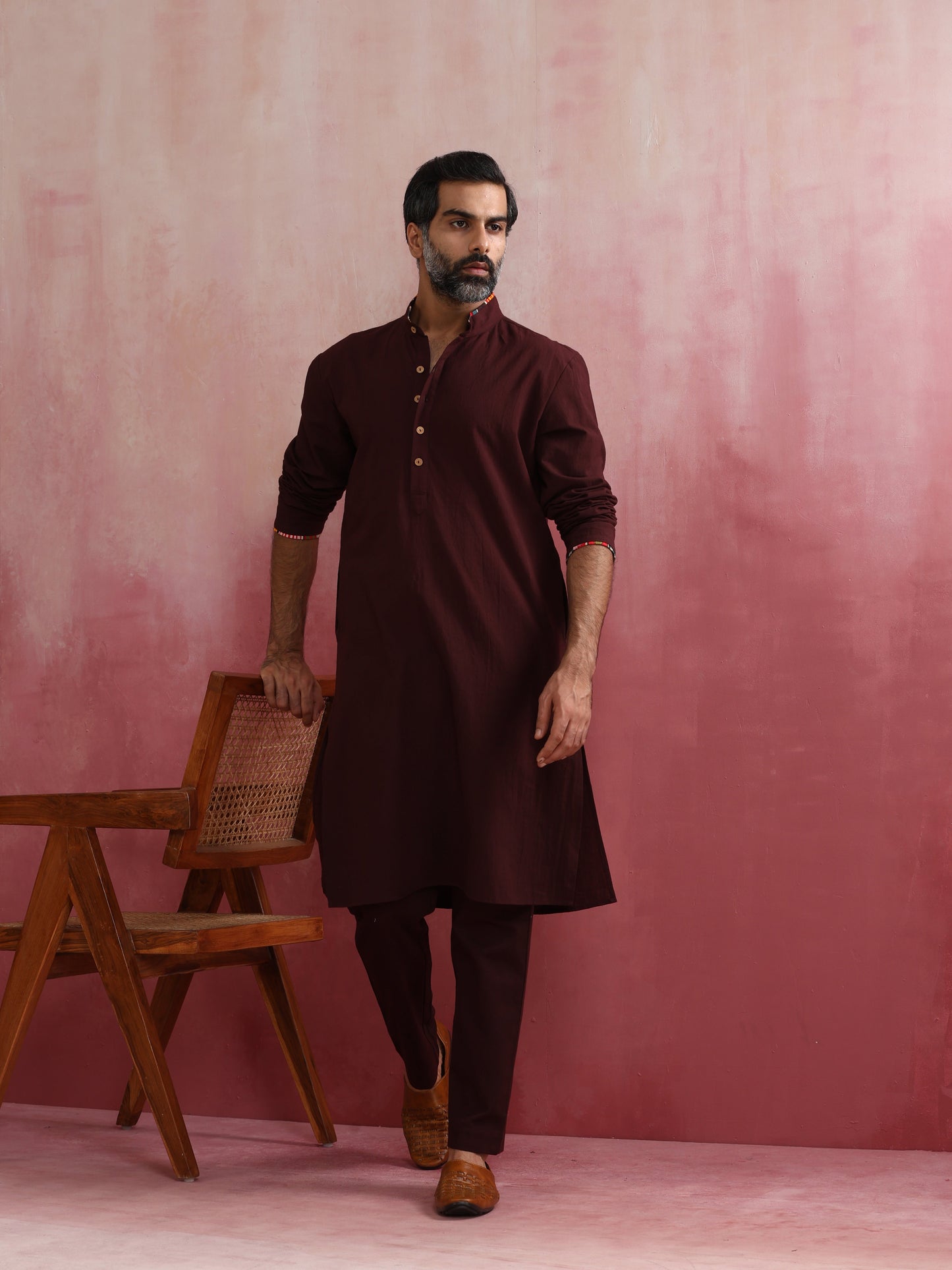trueBrowns Men's Cola Mandarin Collar Kurta | Swadesiicart