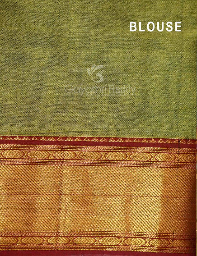 Kalanetha Green Leaf Coloured Pure Narayanpet Cotton Saree By Gayathri Reddy Designer Studio | Swadesiicart