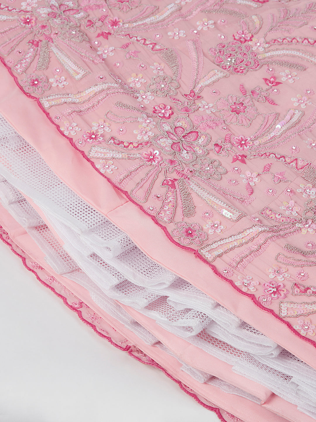House of Panchhi Pink Georgette Sequins And Thread Embroidery Lehenga Choli & Dupatta | Swadesiicart