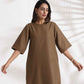 trueBrowns Brown Slub Dress | Swadesiicart