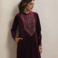 trueBrowns Purple Velvet Floral Embroidered Kurta Pant Dupatta Set | Swadesiicart