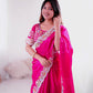 Lorenvalley Fashion Magenta Jimmy Choo with Embroidery Threads Codding & Sequins Work Saree with Blouse - Swadesiicart