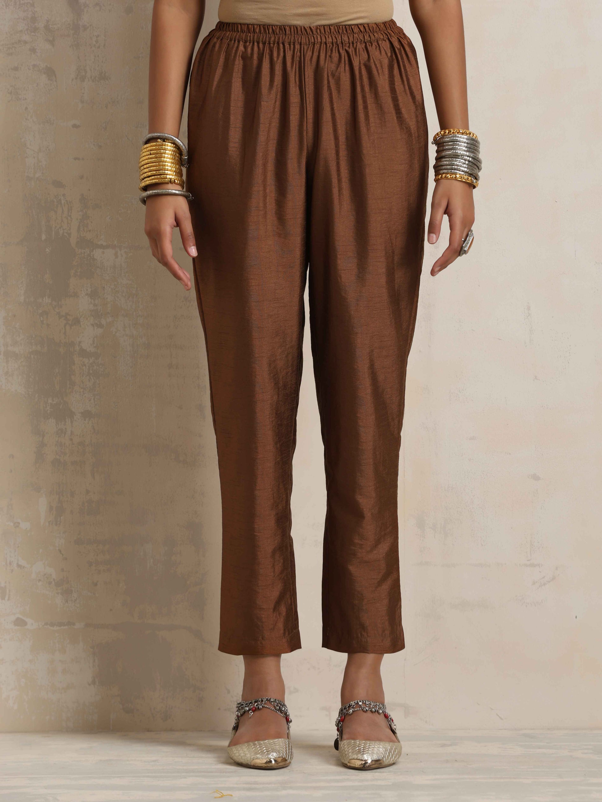 trueBrowns Brown Silk Kurta Set | Swadesiicart