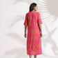 trueBrowns Pink Cotton Print pleated Dress | Swadesiicart