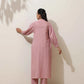 trueBrowns Pink Cotton Linen Kurta Pant Set | Swadesiicart