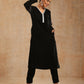trueBrowns Black Velvet Sleeve Embroidered Kurta | Swadesiicart