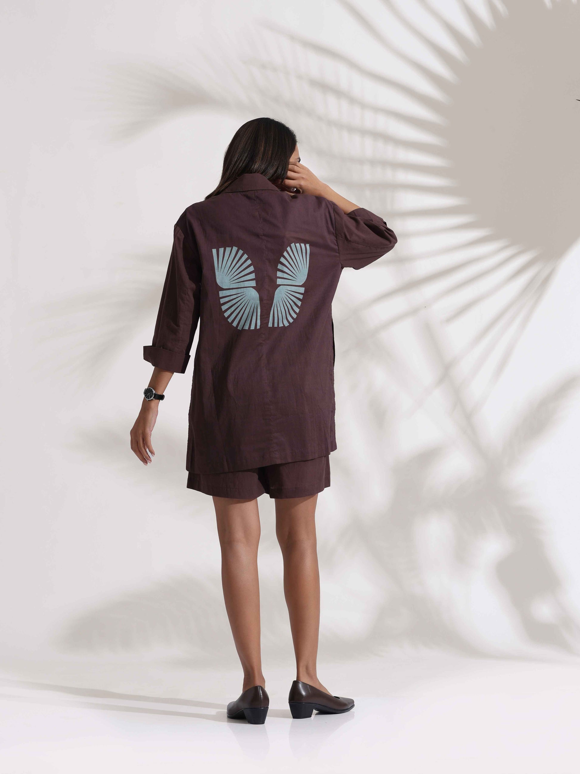 trueBrowns Cola Cotton Print Jacket & Short Co-ord Set - Swadesiicart