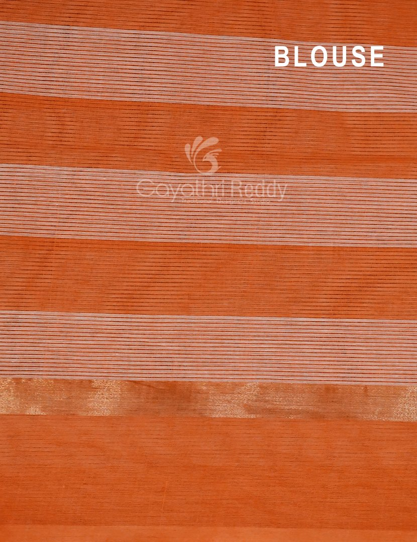 Cream And Orange Colored With Checks Pure Mangalgiri Cotton Saree By Gayathri Reddy Designer Studio | Swadesiicart