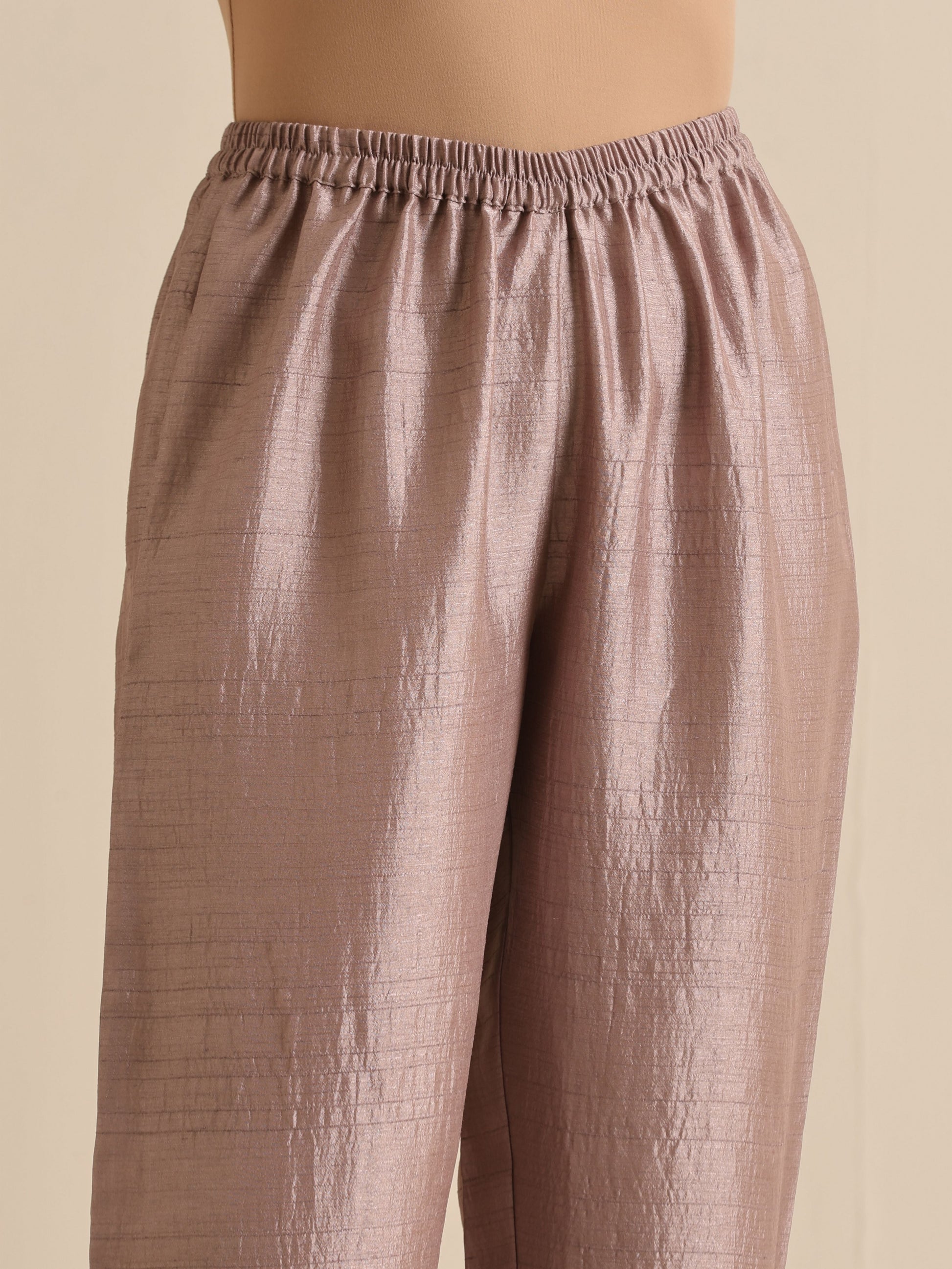 trueBrowns Grey Silk Texture Relaxed Co-Ord Set - Swadesiicart