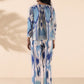 trueBrowns Blue Cotton Ikat Short Co-ord Set - Swadesiicart