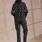 trueBrowns Black White Geometric Print Cotton Pant Suit Set | Swadesiicart