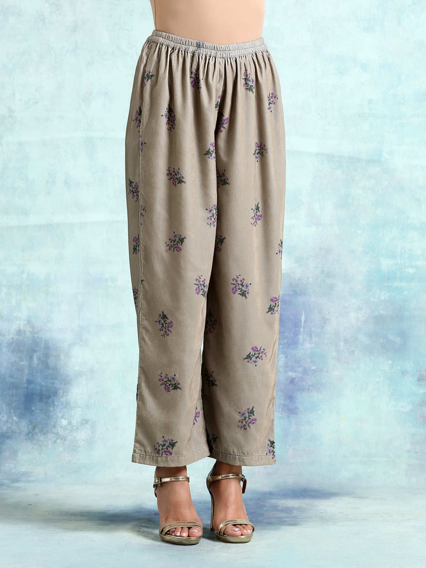 trueBrowns Sage Printed Velvet Co-Ord Set - Swadesiicart