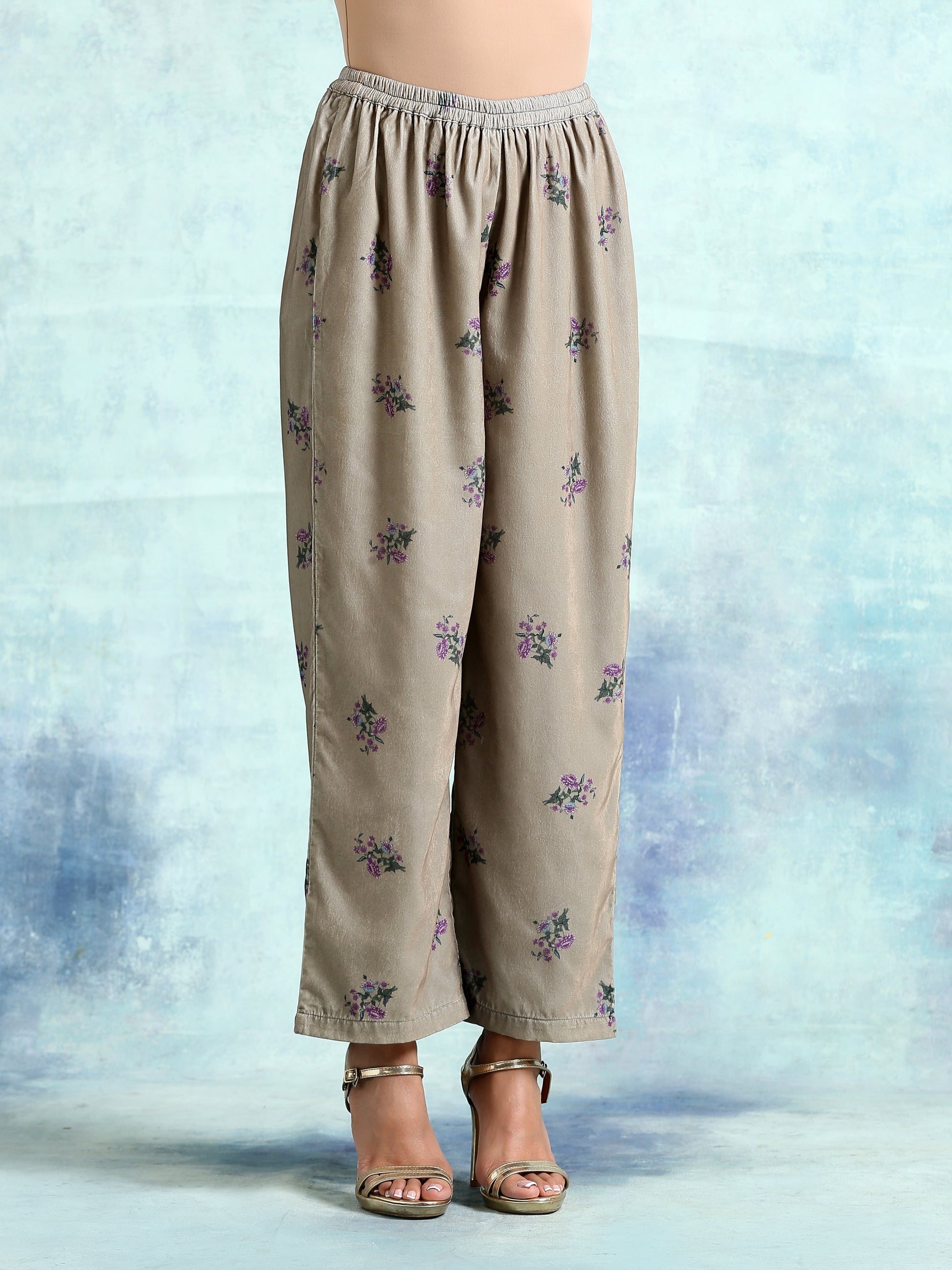 trueBrowns Sage Printed Velvet Co-Ord Set - Swadesiicart
