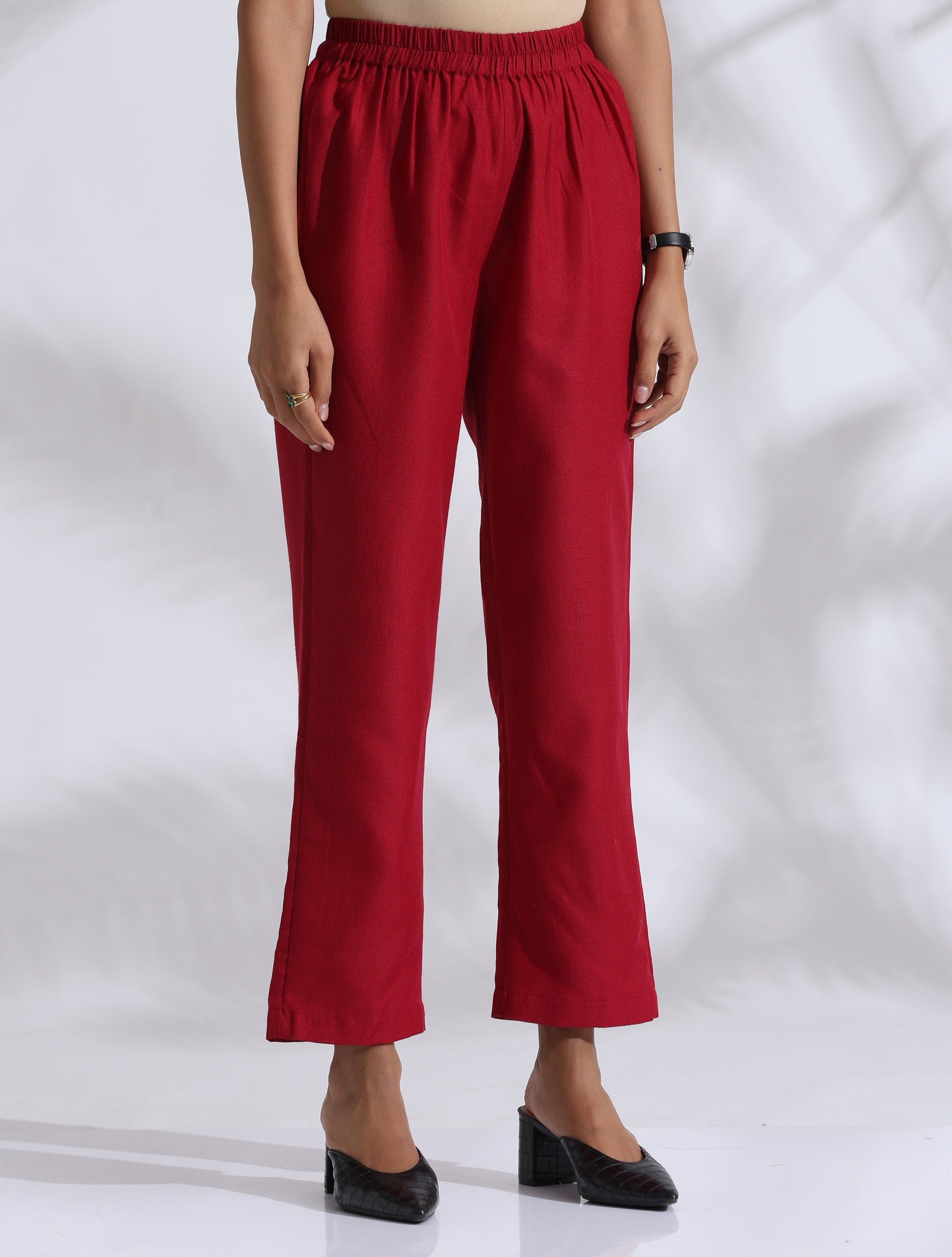 trueBrowns Maroon Slub Kurta Co-ord Set - Swadesiicart