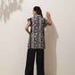trueBrowns Beige Cotton Geometric Print Jacket Co-ord Set - Swadesiicart