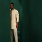trueBrowns Men's Ivory Tonal Cotton Co-ord Set - Swadesiicart