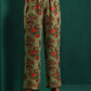 trueBrowns Green Floral Muslin Silk Printed Front Slit Kurta Pant Set | Swadesiicart