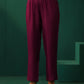 trueBrowns Maroon Floral Viscose Silk V-Neck Waist Gathered Kurta Pant Set | Swadesiicart