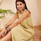 InWeave Women's Light Yellow Lurex Kantha Mandarin Neck Kurta Palazzo Set - Swadesiicart