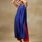 trueBrowns Blue Textured Silk Sleeveless Kurta Pant Set | Swadesiicart