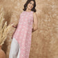 InWeave Pastel Peach Side Asymmetric Kurta Set - Swadesiicart