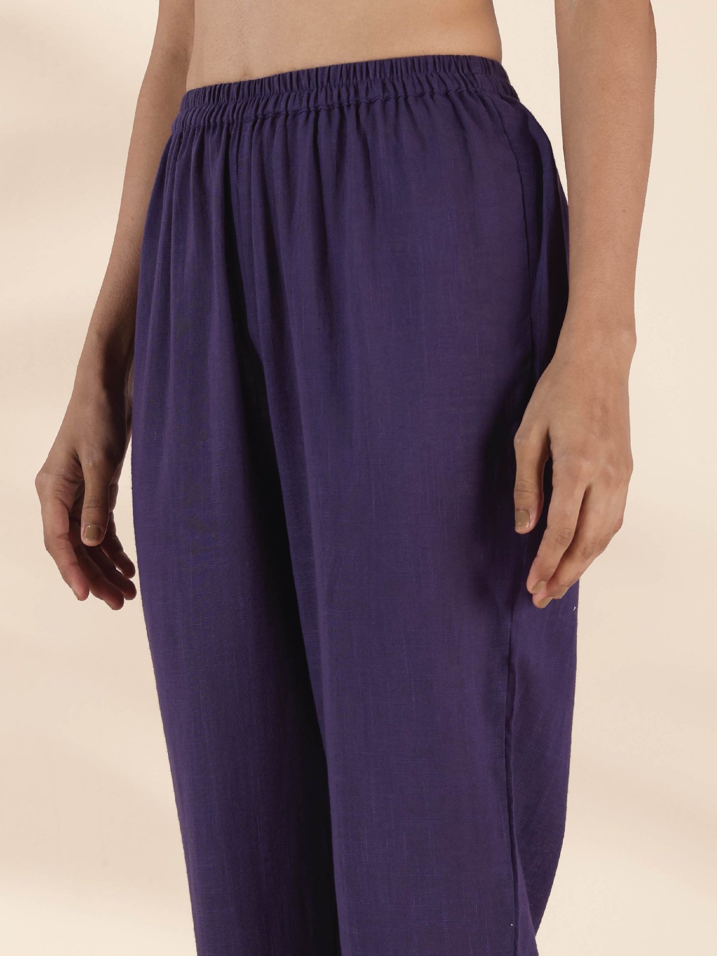 trueBrowns Purple Cotton Relaxed Co-ord Set - Swadesiicart