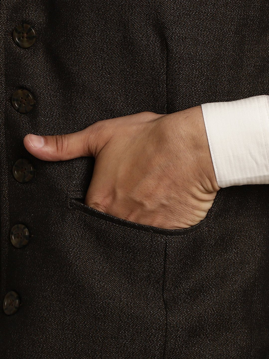 Even Apparels Men's Brown Wool Waistcoat with Notched Lapel | Swadesiicart